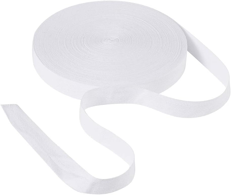 Cotton Twill Tape Ribbons, 49 Yards 1 Inch Herringbone Pattern Bias Binding Tape
