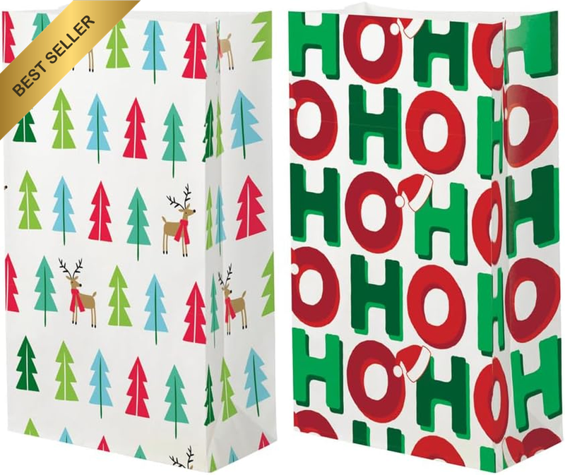 12Pcs Christmas Paper Treat Bags Candy Gifts Party Favour Cookie Wrapping Bags [
