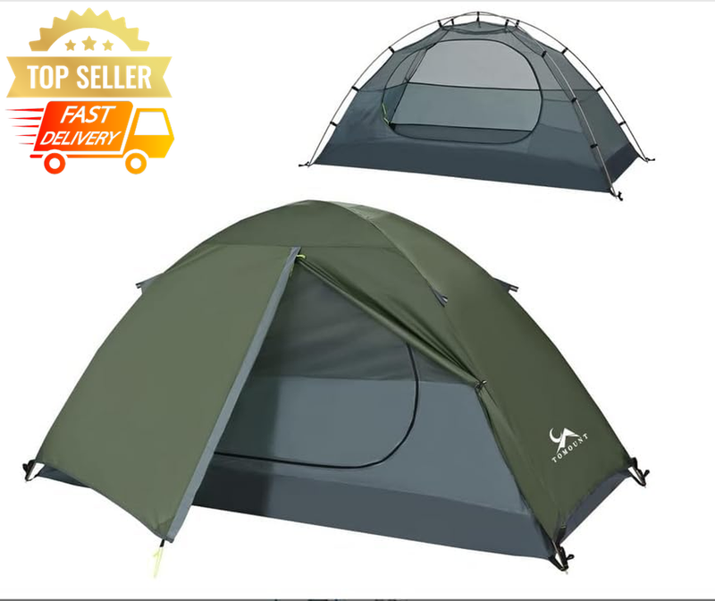 1-Person Camping Tent, Lightweight Hiking Tent, Windproof 4-Season, Easy Setup