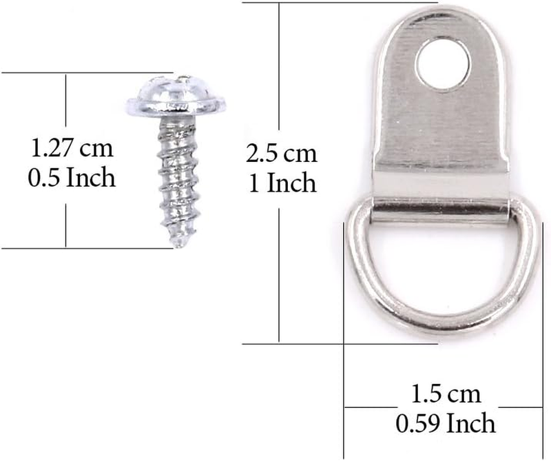 110Pcs Silver Metal D Ring Picture Hangers Frame Hanging Hangers Single Hole wit