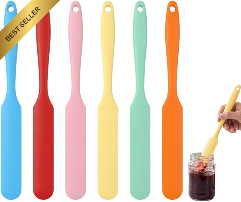 24Cm Silicone Spatula, 6Pcs Jar Scraper Set