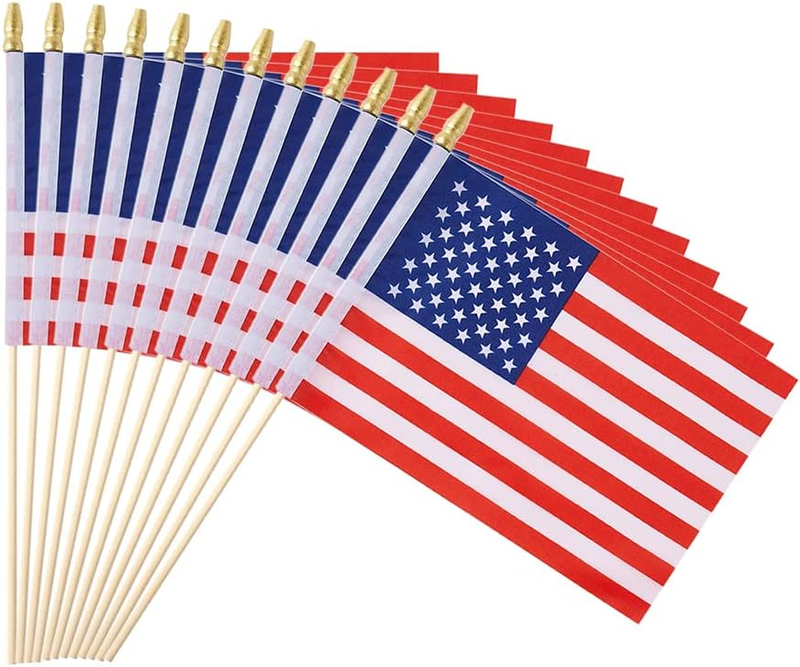 25Pack Small American Flag Mini Usa Flag on Stick Handheld Us Flag for July 4Th