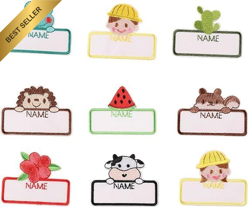 18 PCS Self-Adhesive Embroidered Name Labels for Kids - Perfect for Daycare Clot