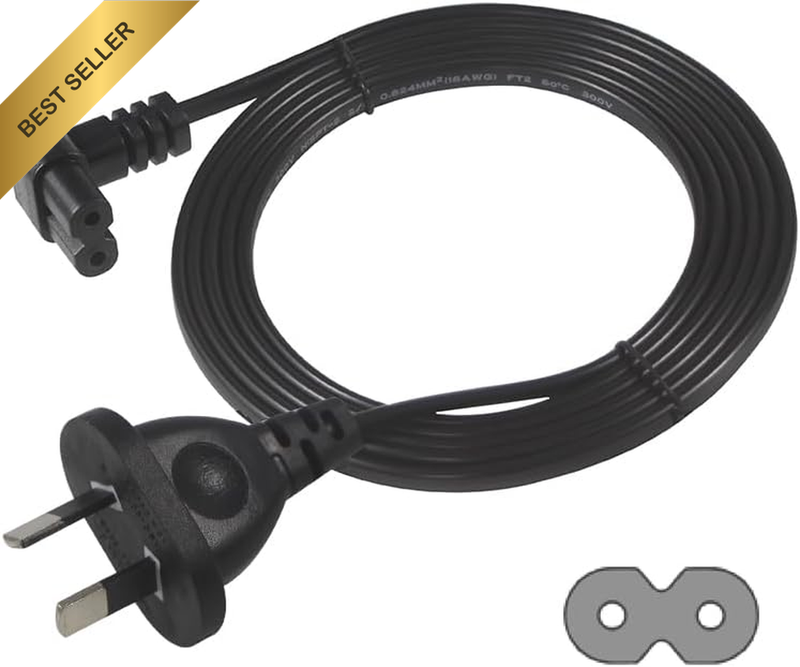 Aus 2Pin Mains Plug L Shape Figure 8 Angled C7 Power Cord 3M Australia Iec-C7 Po