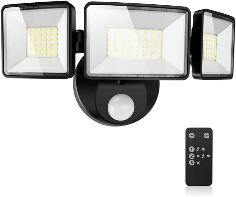 7500LM LED Security Light Motion Sensor Outdoor Lights, Adjustable 3 Head LED