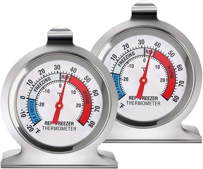 Refrigerator Thermometer, 2 Pack Fridge Thermometer Stainless Steel Freezer