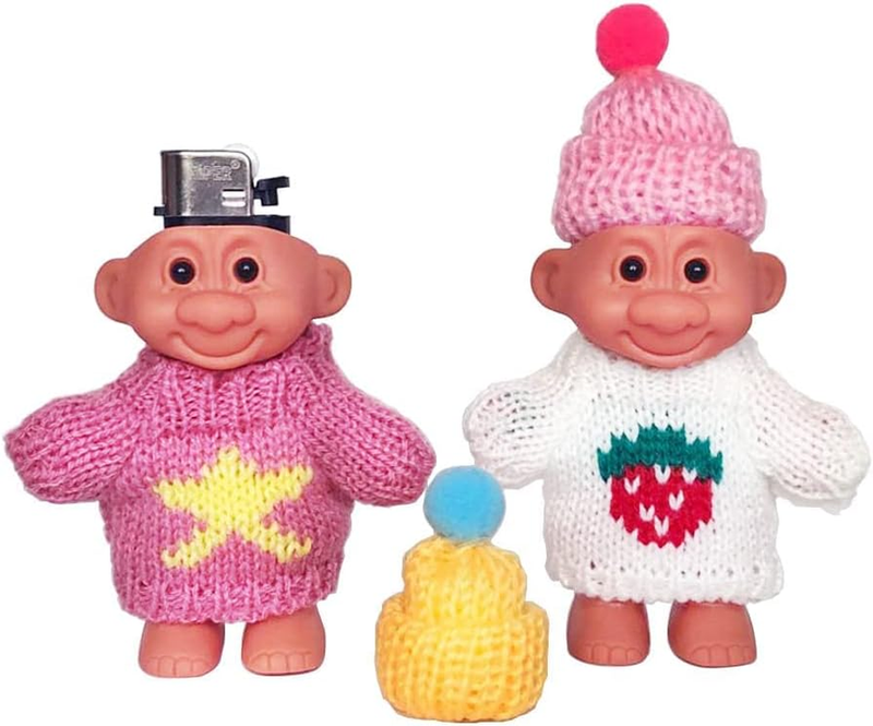 2 Pack Cute Troll Dolls Lighter Case Silicone Funny Mini Dolls Lighter Sleeve wi