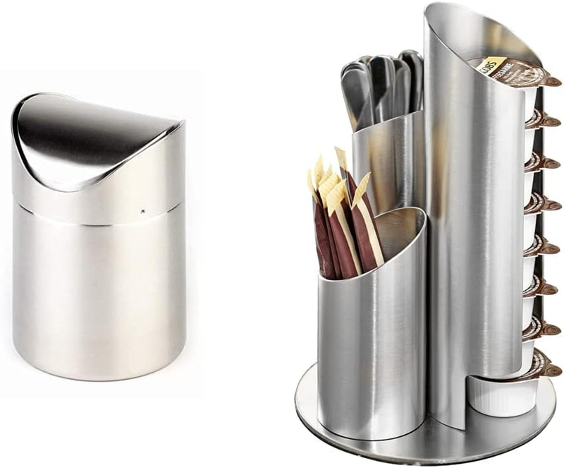 Tischrestebehälter, Matt Poliert, Durchmesser Ø 12 Cm, 17 Cm Höhe & Esmeyer 400-2647 Portionsspender Multi Aus Mattiertem Edelstahl, Für Milchdöschen, Zuckertüten Und Rührstäbchen