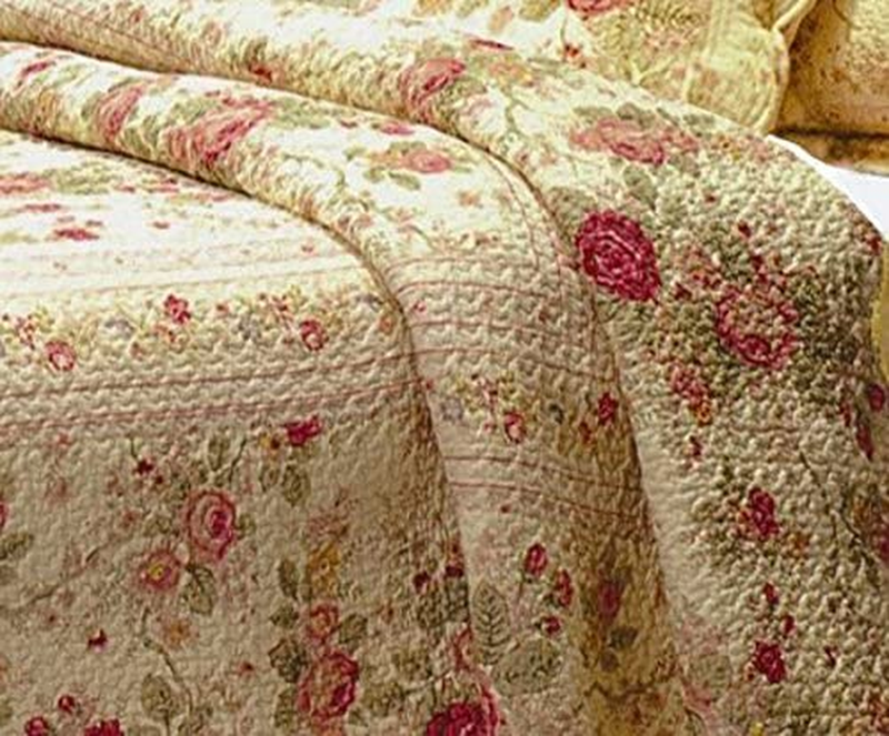 Greenland Home Antique Rose Quilt Set, King/California King (5 Piece), Ecru