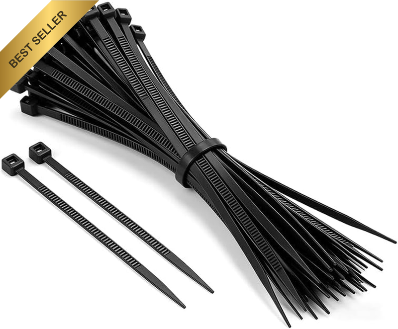 100Pcs Black Nylon Cable Ties, Heavy Duty Self-Locking Plastic Zip Ties for Home
