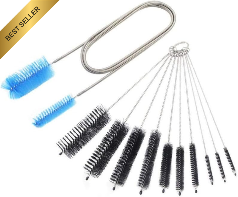 11 Pcs Flexible Cleaning Brush Set, Double Headed Stainless Steel Straw and Tube