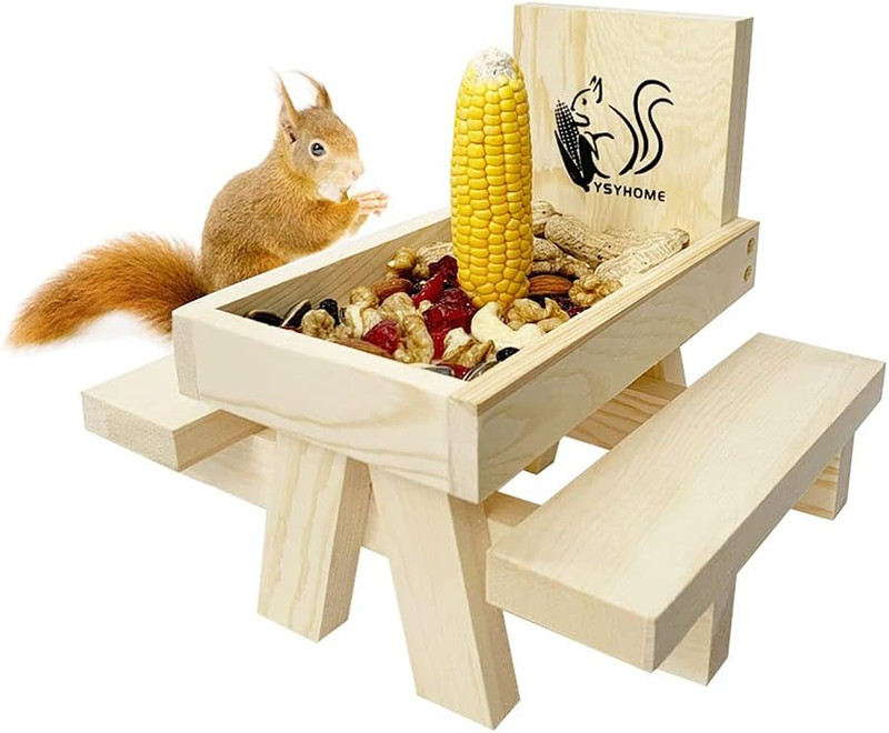 Squirrel Feeder for outside and Garden, Funny Squirrel Picnic Table