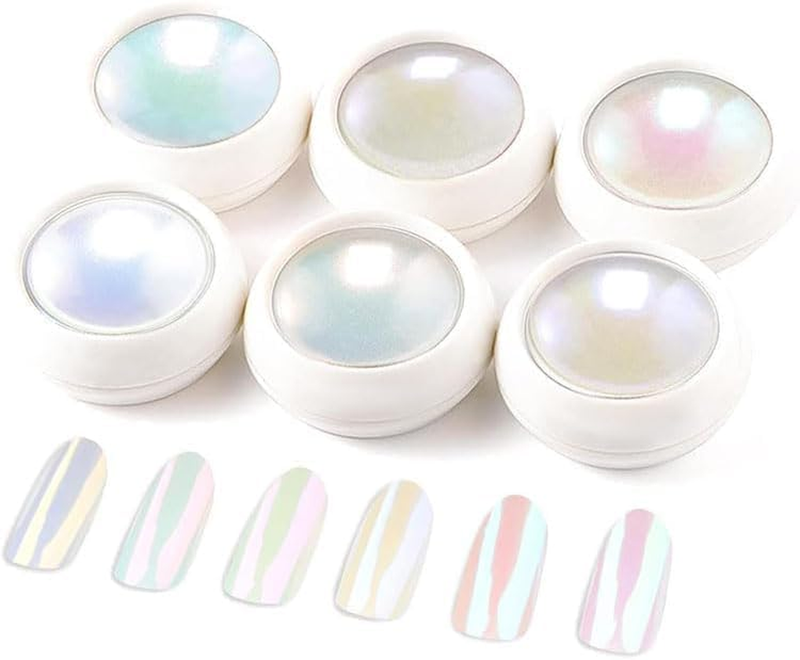 Chrome Nail Powder -Nail Chrome Iridescent Aurora Mermaid White Giltter Powder f