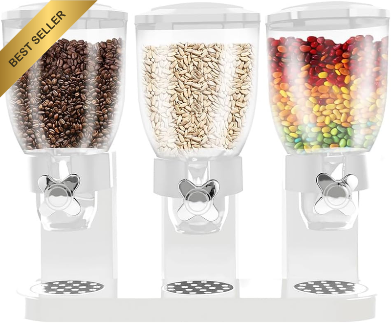 Cereal Dispenser Countertop, Dry Food Storage Container with Twist Knob, Rice Co