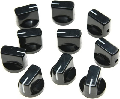 KAISH 10pcs Guitar AMP Effect Pedal Knobs Pointer Knob with Set Screw Black