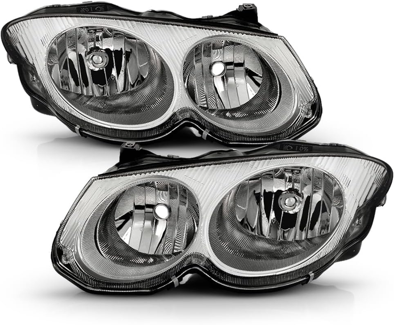 Chrome Headlights Head Lights Driver Passenger Side for 1999-2004 Chrysler 300M