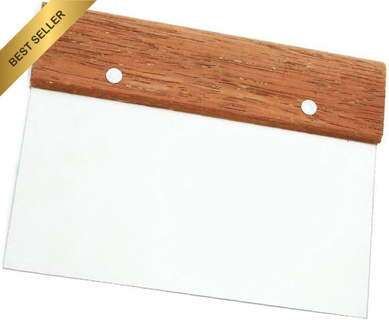 Stainless Steel Bench Scraper with Wooden Handle by , Dough Scraper and Cutter (