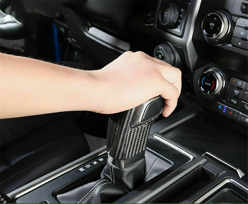 For Ford F150 2015-2018 Gear Shifter Head Trim Cover Shift Knob Carbon Fiber