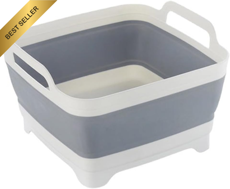 2-Pack Portable Folding Basket, Collapsible Storage Basins,With Handles & Drain