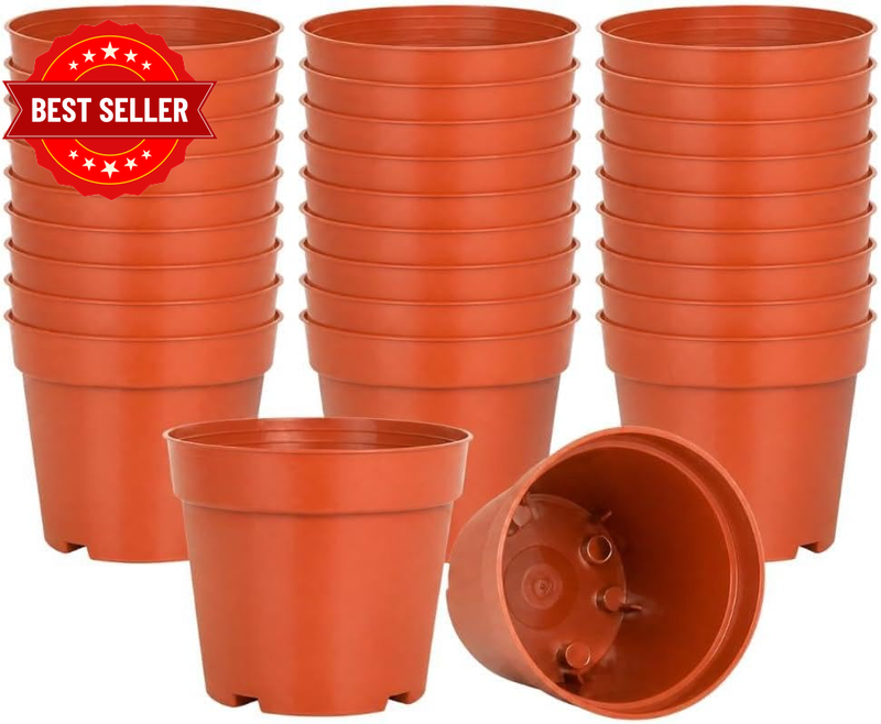 30 Pcs 2.17 Inch Red Plastic Seedling Pots, Nursery Flower Plant Containers