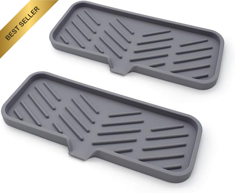 Silicone Soap Dishes Tray with Drain Spout, 2Pcs Sink Sponge Holder, Bathroom So