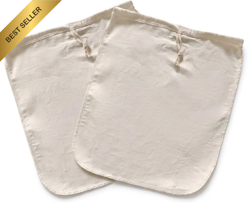 Organic Cotton Cold Brew Coffee Bags 2 Pack Reusable Drawstring Strainer Filter