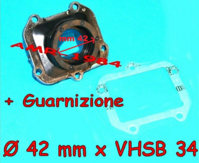 COLLETTORE ASPIRAZIONE CARB 34 VHSB34 Aprilia RS125 ROTAX + Guarniz. int. Ø 42