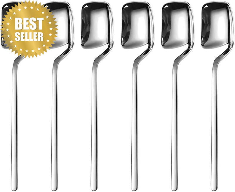 6 Pcs Mini Coffee Spoons, 5.6 Inches Stainless Steel Small Dessert Spoons for Re