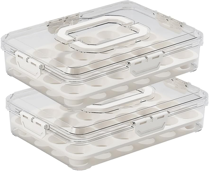 2-Pack Egg Holder for Fridge, Large Capacity 24 Egg Containers with Lid – Clear