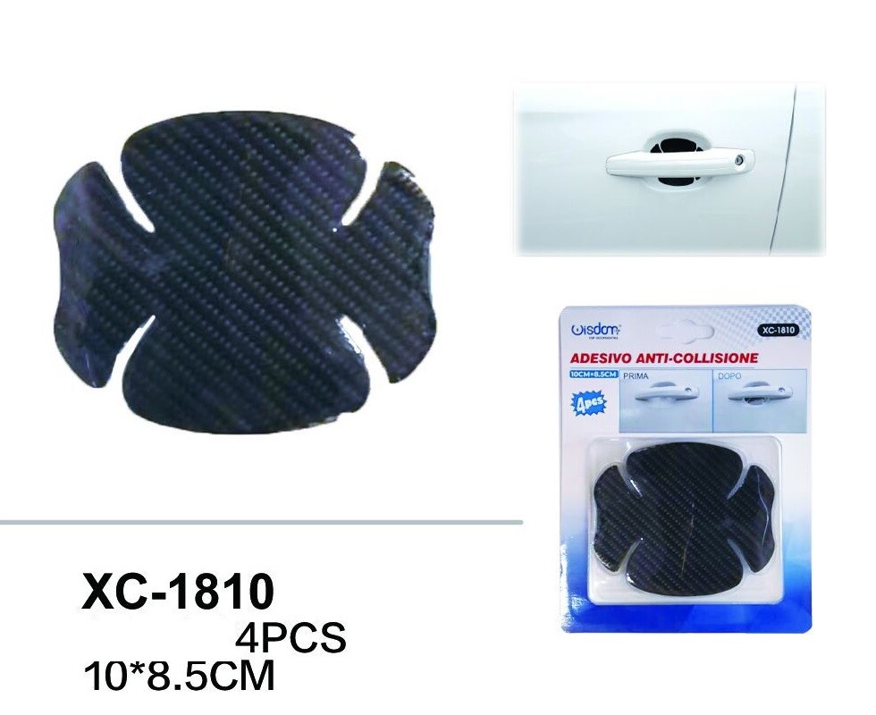 Set 4 Adesivi Carbonio NERO 4D Protezione Maniglie 4 Portiere Auto Xc-1810 wis