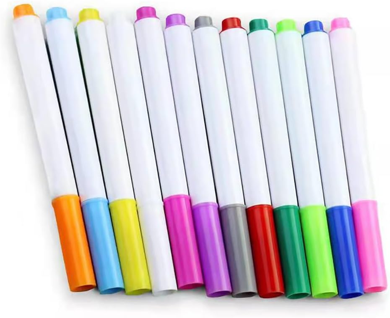 For Kids,4 Inches Low Odor Fine Whiteboard Markers 12 Colors,w