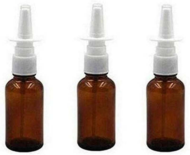 3PCS 15ML Empty Refillable Amber Glass Nasal Spray Bottle Pump Sprayers Snoot