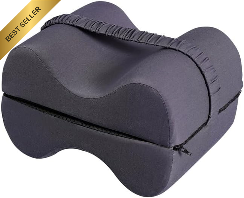 Knee Pillow for Side Sleepers, Memory Foam Leg Pillow with Elastic Strap, Orthop