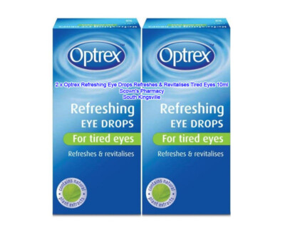 2 x Optrex Refreshing Eye Drops Refreshes & Revitalises Tired Eyes 10ml = 20ml