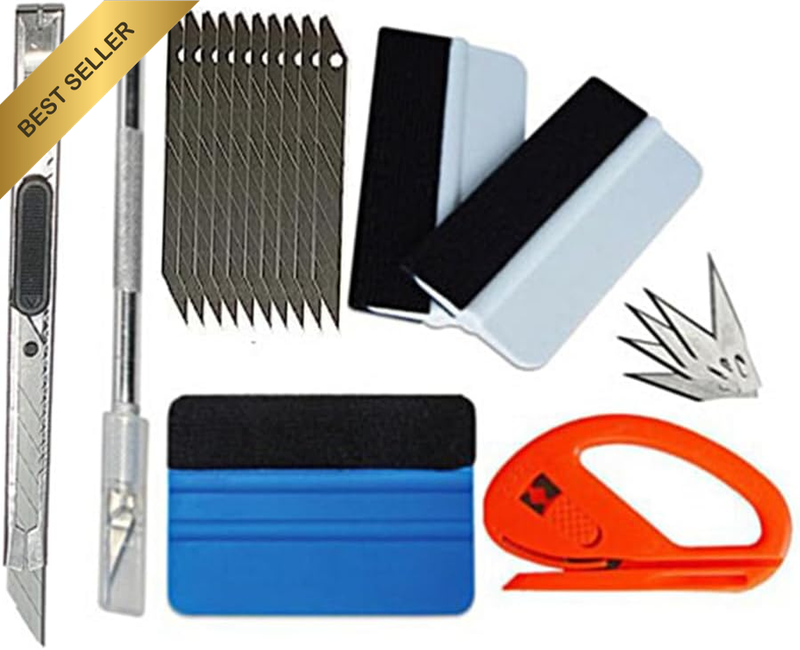 7 Pcs Vehicle Vinyl Wrap Window Tint Film Tool Kit - Multicoloured Vinyl, Carbon