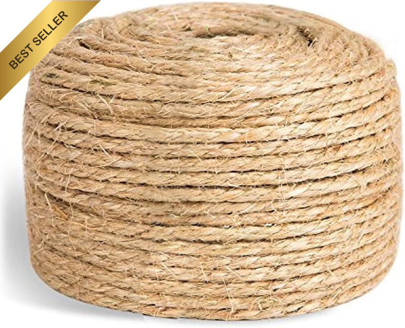 Sisal Rope for Cat Tree Repairing 33 FT, 1/4 Inch (6Mm) Diameter Sisal Rope for
