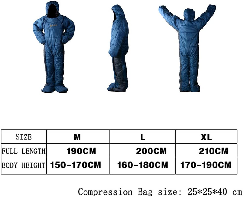 Enterprises Adult Wearable Sleeping Bag Suit for Camping, Standing 3 Season Full