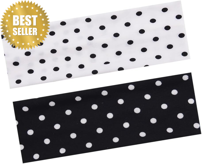 Vintage Polka Dot Sweatband Headband for Men Women Black and White Polka Dot Hea