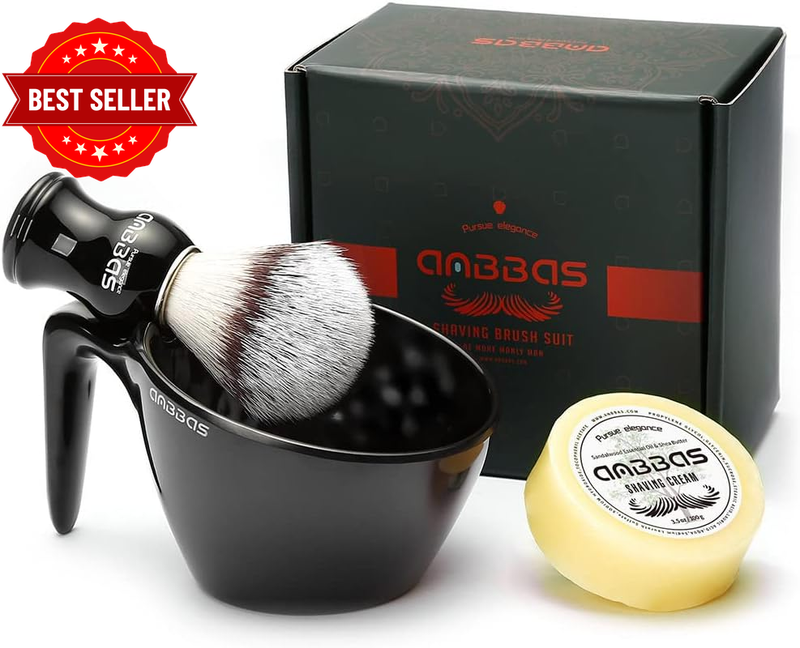 Shaving Brush Set,Vegan Favor Nylon Bristles Brush with Food-Grade Melamine POP