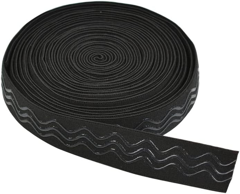 Black Elastic Band, 1 Inch X 6 Yard, Wavy-Shape Silicone Grip,...