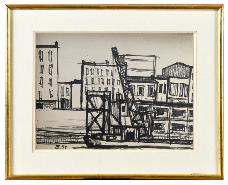 Michel De Alvis (1936-2019) Belle Scene Fluviale Paris Vers 1960 (105)