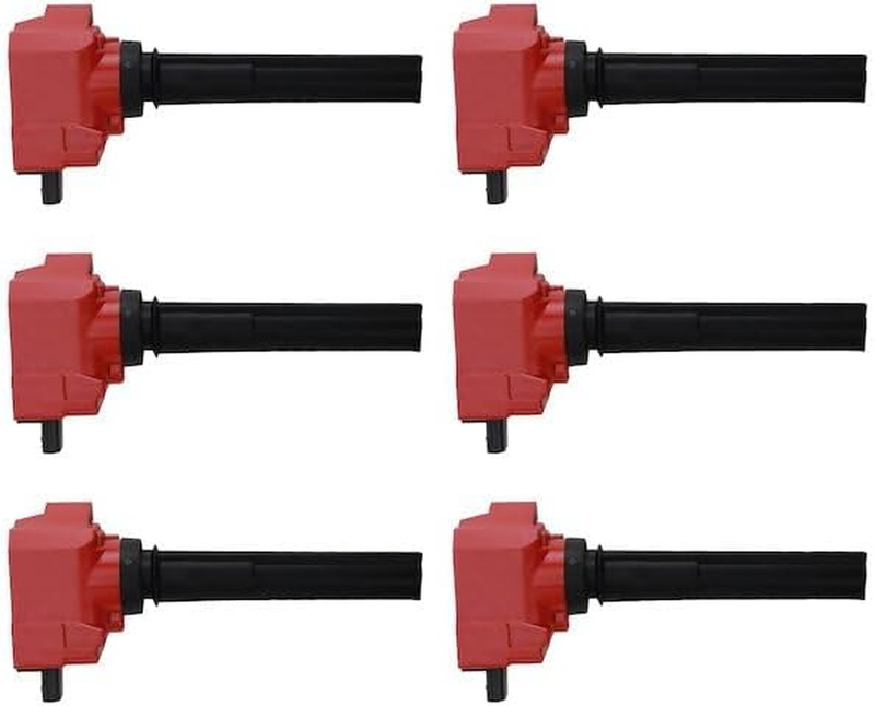 6-Piece Red Ignition Coil Kit Compatible with 2018-2021 Ford F-150 2.7L V6