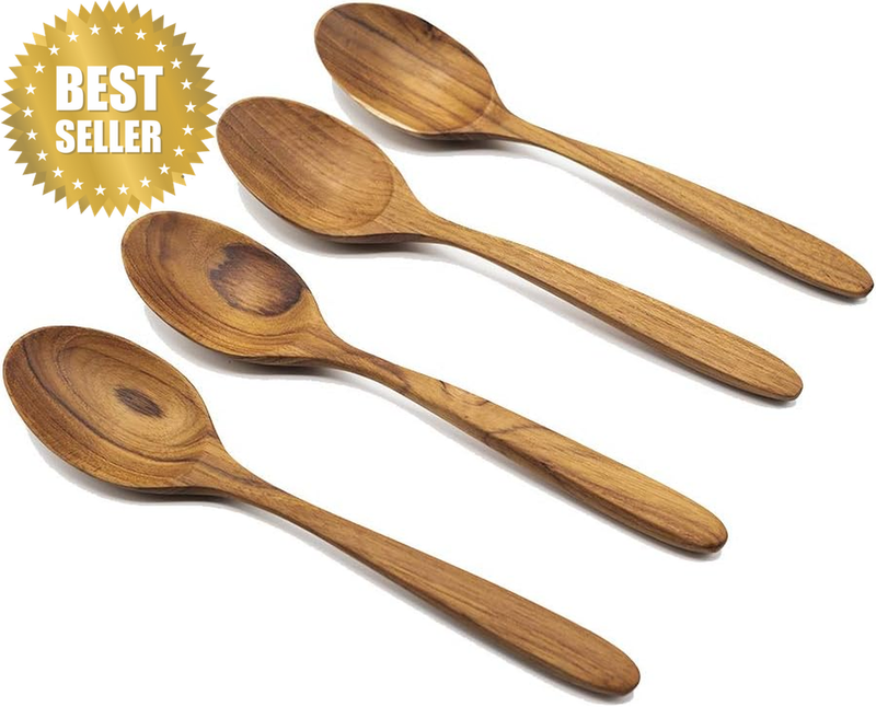 Teak Wooden Spoons, Wood Soup Spoons Handcraft from High Moist-Resistance Teakwo