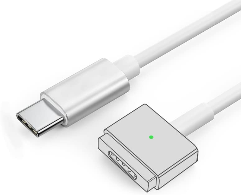 USB C Magnetic Adapter USB C to 2 T-Tip Cable Cord 5.9FT PD 60W 85W 100W Power F