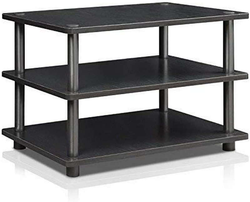 FURINNO Turn-N-Tube Easy Assembly 3-Tier Corner TV Stand, Blackwood/Black