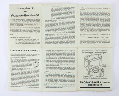 PHOTAVIT INSTRUCTION SHEET FOR PHOTAVIT STANDARD II, IN