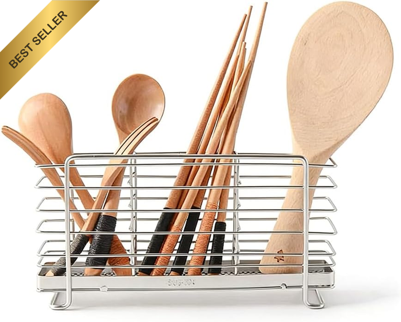 3 Compartment Utensil Holder, Chopstics Drying Basket, Kitchen Counter Drainer B