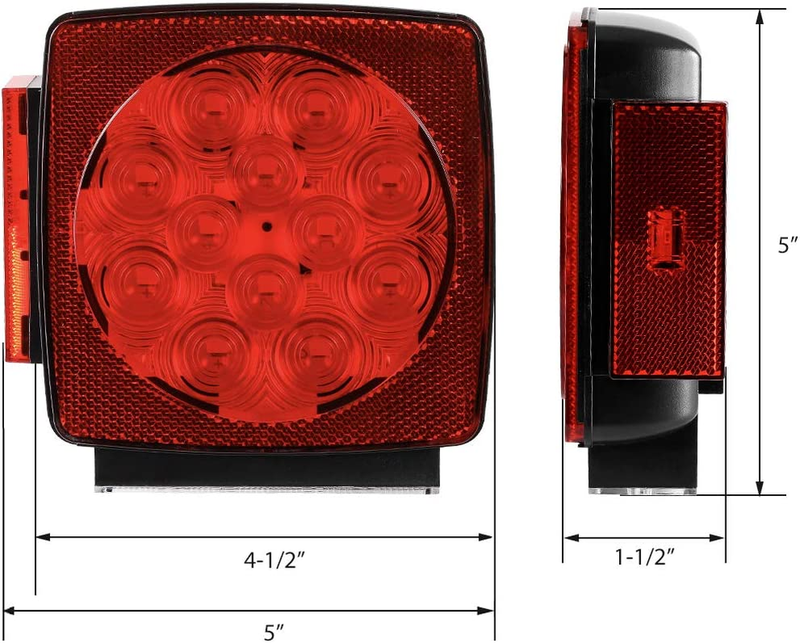 12V LED Submersible Left and Right Trailer Lights Stop Tail Turn Signal Lights f