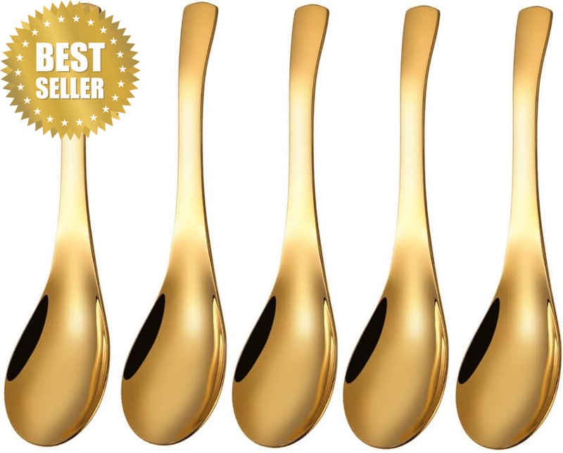 5 PCS Soup Spoon,Stainless Steel Spoon, Mirror Finish Spoons,Kitchen Serving Spo