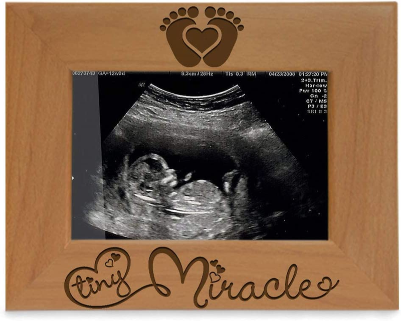 - Tiny Miracle Engraved Natural Wood Picture Frame, New Baby